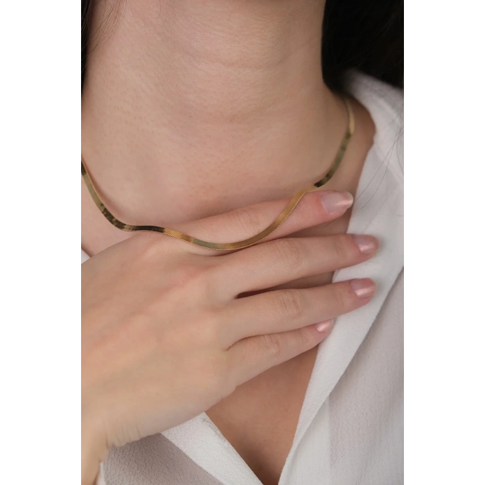 14 Ayar Altın İtalyan Ezme Zincir Kolye 507