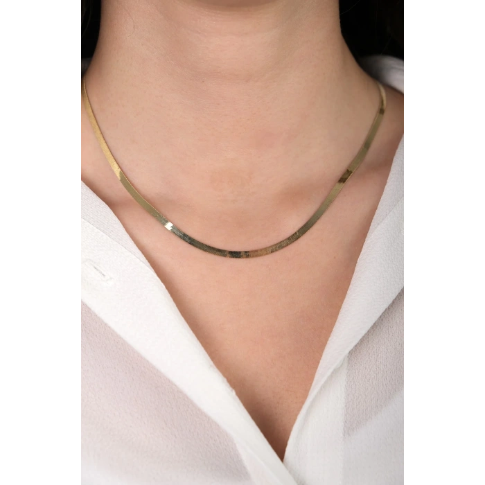 14 Ayar Altın İtalyan Ezme Zincir Kolye 507