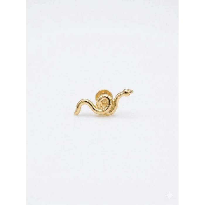 14 Ayar Altın Yılan Desenli Tragus Piercing 5