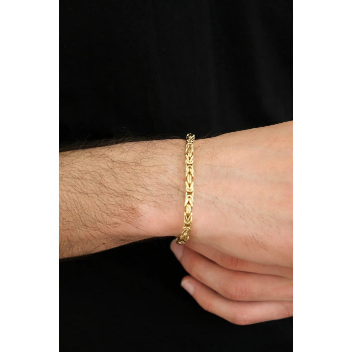 14 Ayar Altın Erkek Kral Zincir Bileklik 394