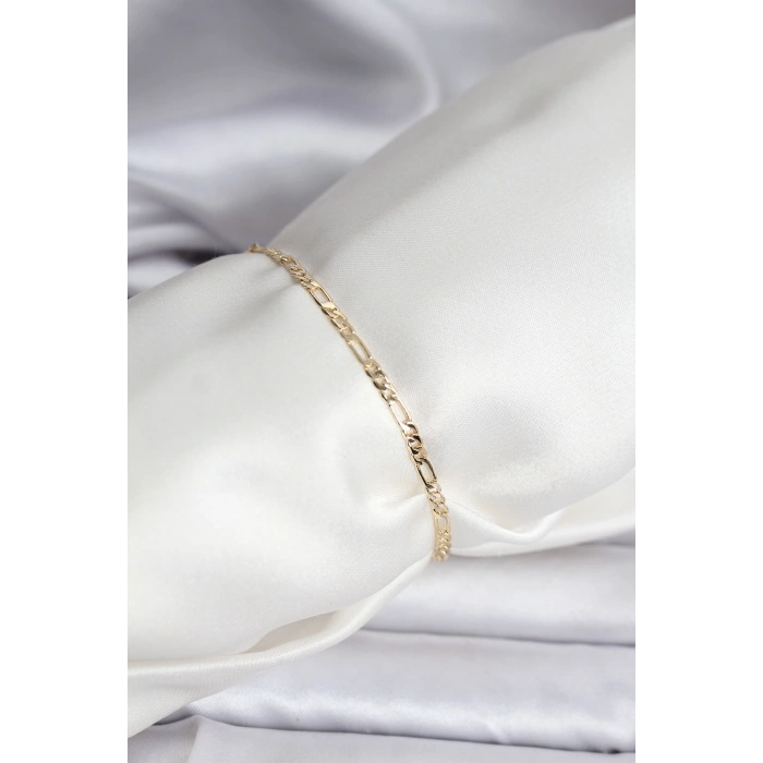 14K Gold Renk Kaplama Minimal Zincir Model CM Kadın Bileklik