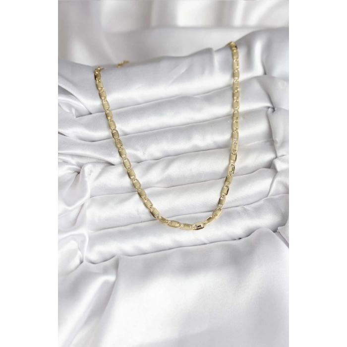 14K Gold Renk Kaplama Plaka Ezme Model Zincirli CM Kadın Kolye