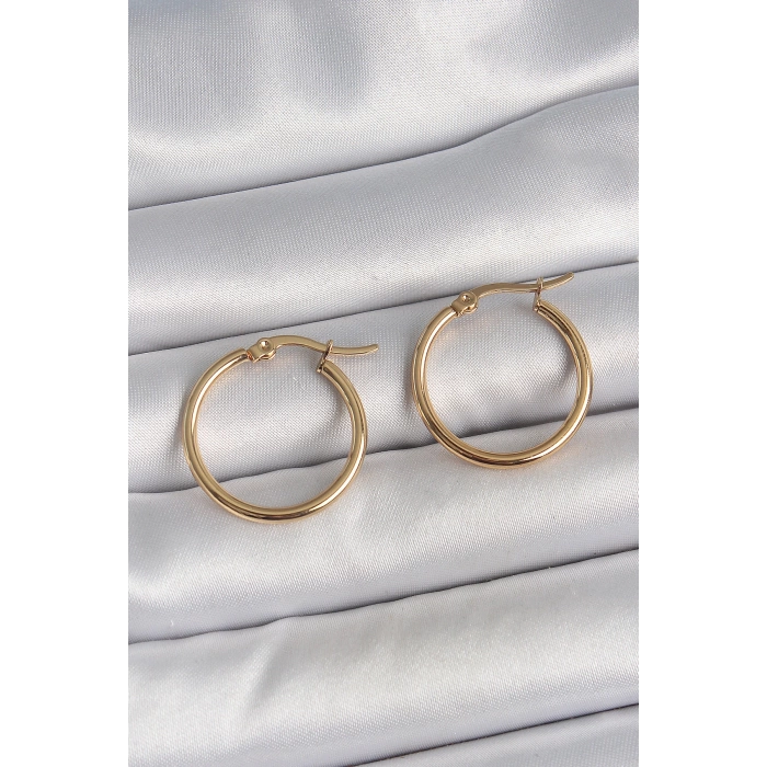 316 Çelik Gold Renk 22mm Kadın Halka Model Kadın Küpe