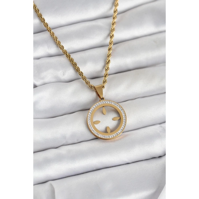 316L Çelik Burgu Zincir Model Çeyrek Takılabilir Kadın Kolye