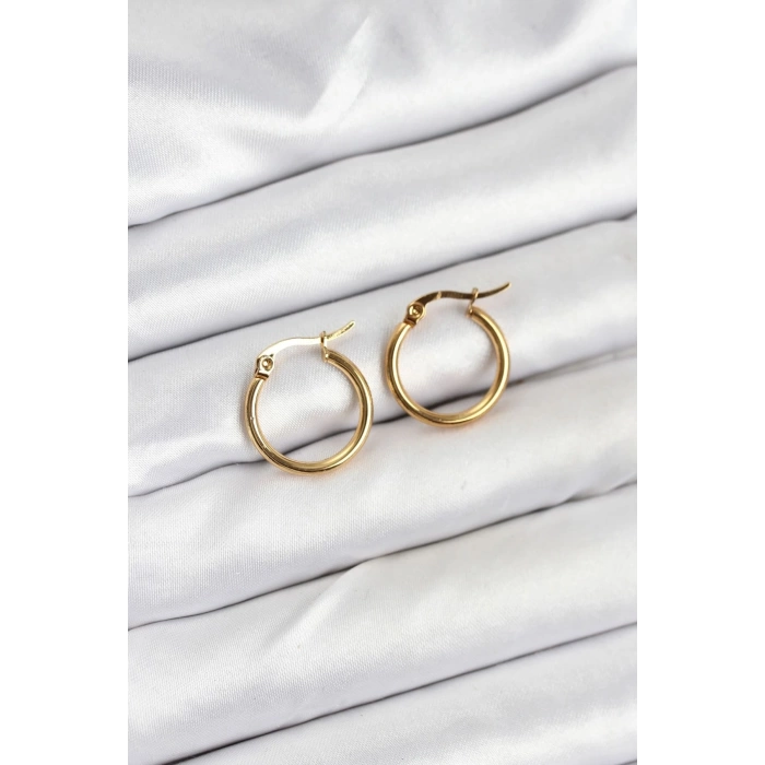 316L Çelik Gold Renk 15 mm Halka Kadın Küpe
