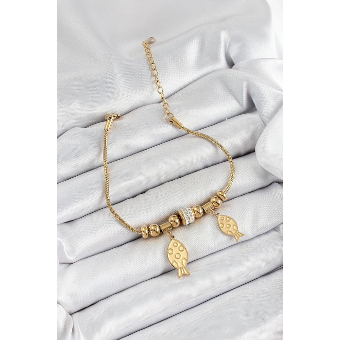 316L Çelik Gold Renk Balık Model Kadın Bileklik