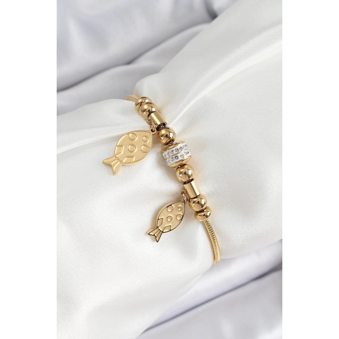 316L Çelik Gold Renk Balık Model Kadın Bileklik