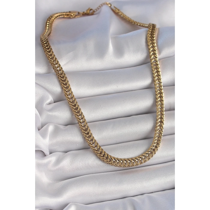 316L Çelik Gold Renk Balık Sırtı Model Kadın Kolye