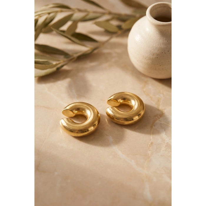 316L Çelik Gold Renk Çiftli Earcuff Küpe