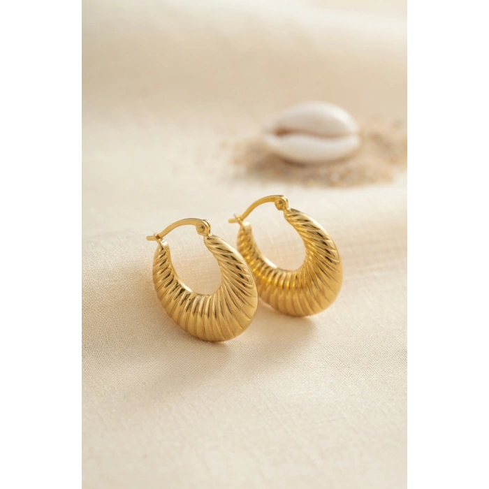 316L Çelik Gold Renk Halka Model Küpe
