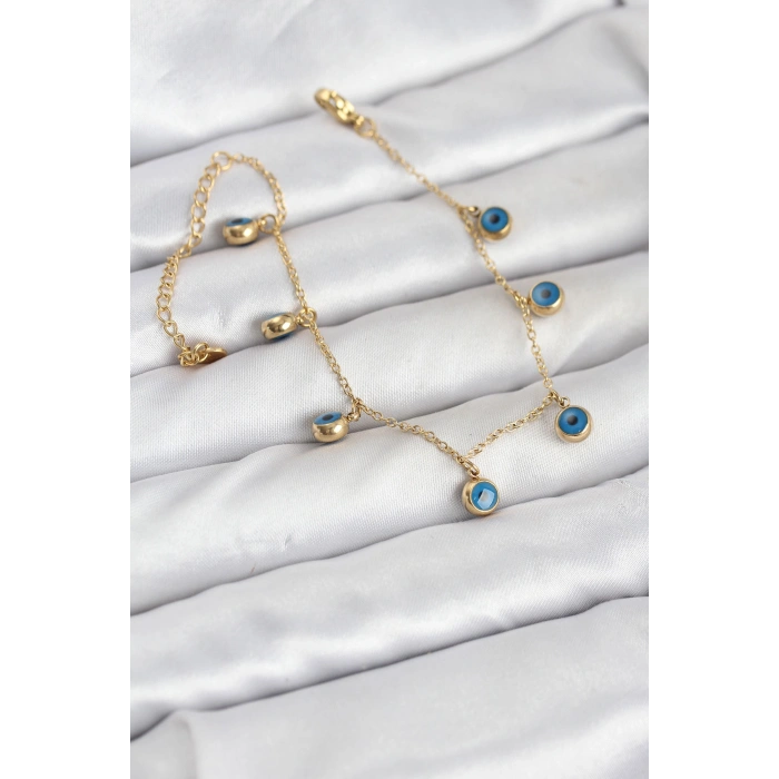 316L Çelik Gold Renk Minimal Nazar Model Kadın Bileklik