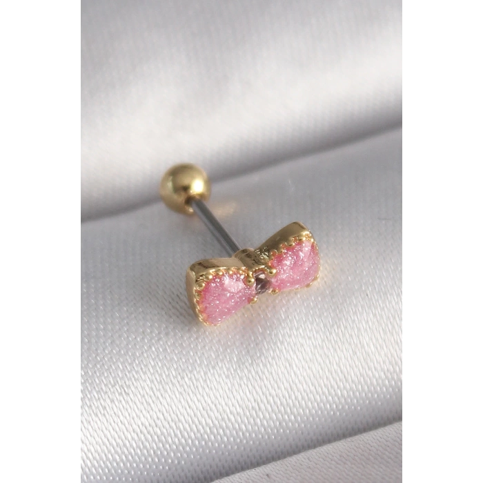 316L Çelik Gold Renk Pembe Fiyonk Model Tragus Piercing