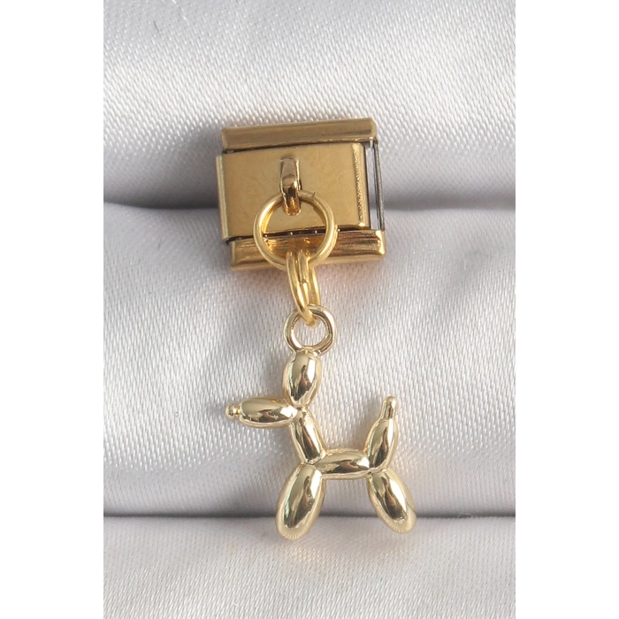 316L Çelik Gold Renk Sallantı Balan Köpek Model Nomination Charm