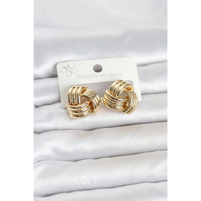 316L Çelik Gold Renk Sarmal Model Kadın Küpe