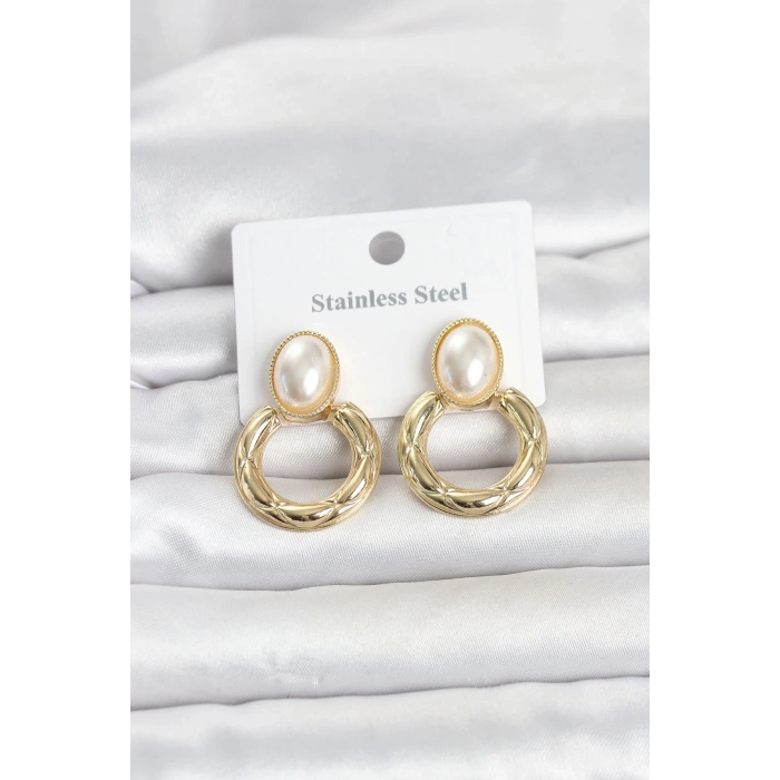 316L Çelik Gold Renk Vintage Model Kadın Küpe