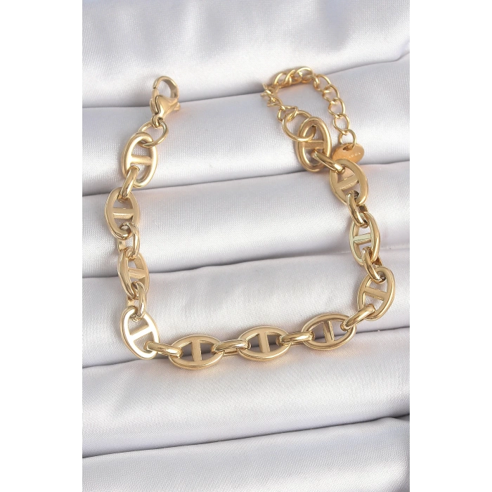 316L Çelik Gold Renk Zincir Model Kadın Bileklik