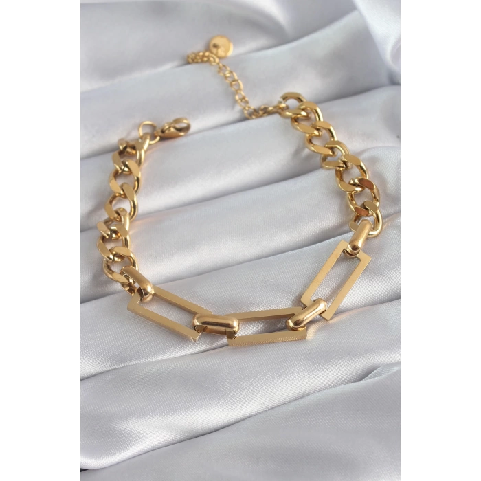 316L Çelik Gold Renk Zincir Model Kadın Bileklik