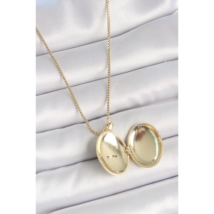 316L Çelik Gold Renk Zincir Zirkon Taşlı Anka Kuşu İşlemeli Açılır Model Kadın Kolye