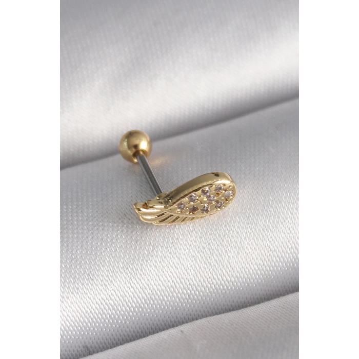 316L Çelik Gold Renk Zirkon Taşlı Kanat Tragus Piercing