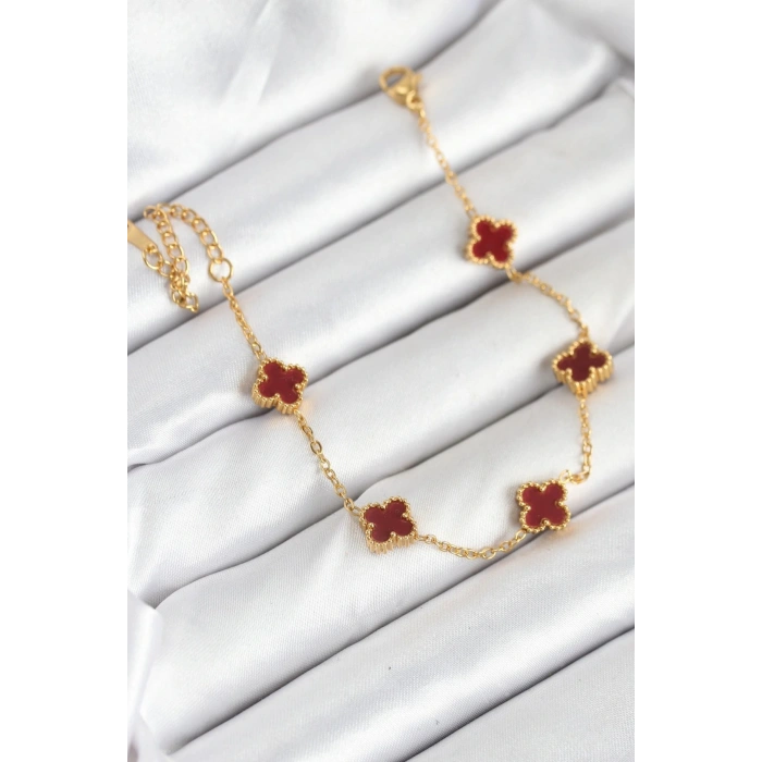 316L Çelik Gold Zincir Baby Boy Bordo Renk Bileklik