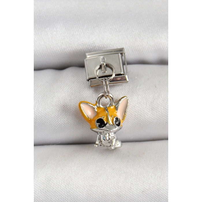 316L Çelik Gümüş Renk Chihuahua Köpek Model Nomination Charm