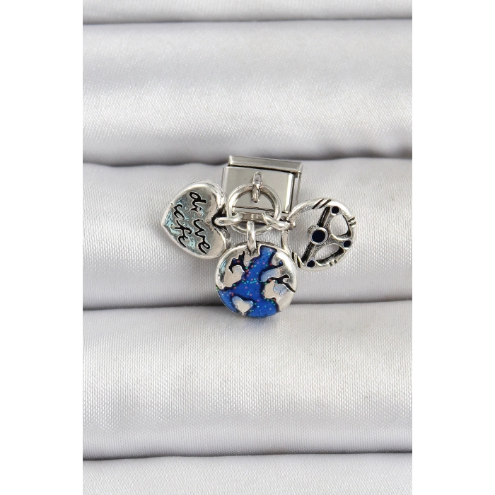 316L Çelik Gümüş Renk Travel Model Nomination Charm