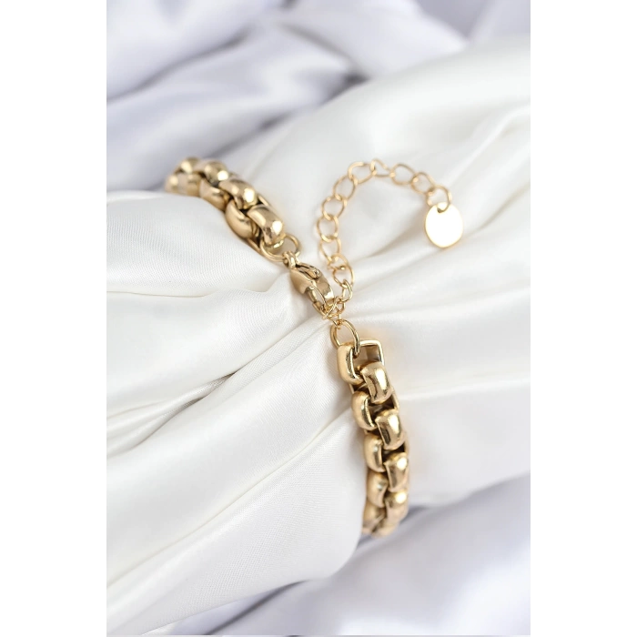 316L Çelik Halat Zincir Model Gold Renk Kadın Bileklik