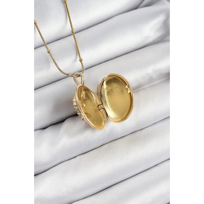 316L Çelik Zincir Açılabilir Anka Kuşu Model Zirkon Taşlı Gold Renk Kadın Kolye