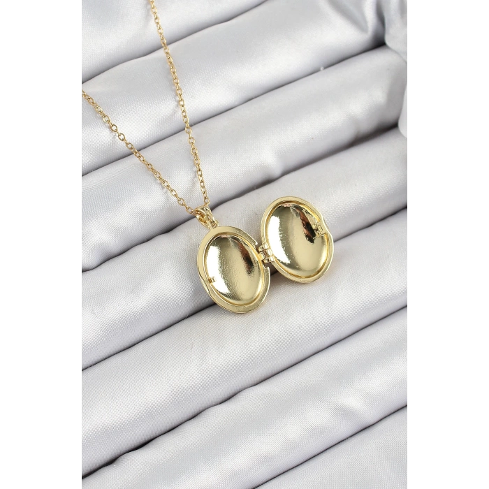 316L Çelik Zincir Açılabilir Sanatsal Vintage Çiçek Model Gold Renk Kadın Kolye