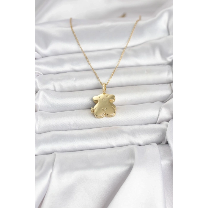 316L Çelik Zincir Gold Renk Ayıcık Model Açılabilir Kadın Kolye