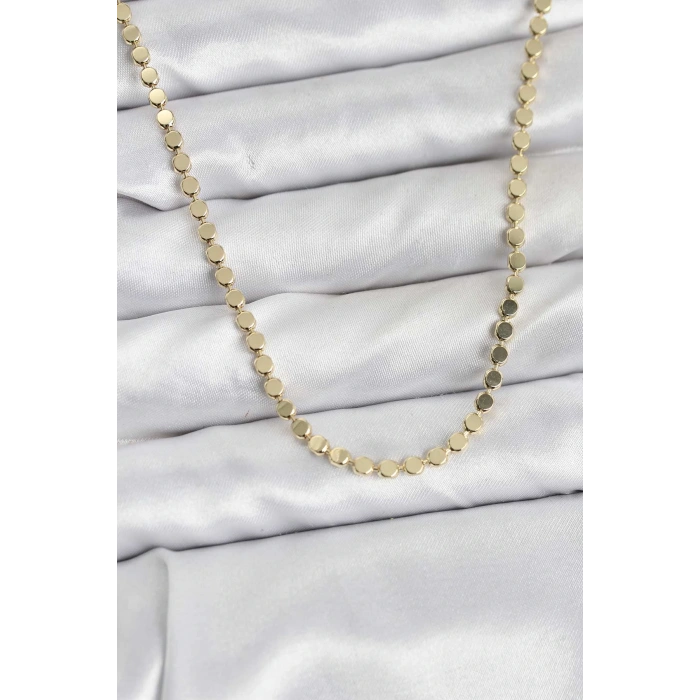 316L Çelik Zincir Gold Renk Ezme Zincir Model 65 cm Kadın Kolye