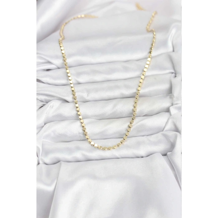 316L Çelik Zincir Gold Renk Ezme Zincir Model 65 cm Kadın Kolye