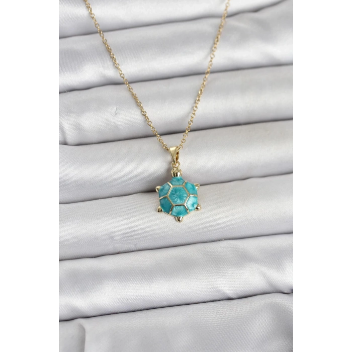 316L Çelik Zincir Gold Renk Kaplumbağa Model Kadın Kolye