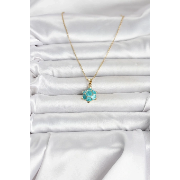 316L Çelik Zincir Gold Renk Kaplumbağa Model Kadın Kolye