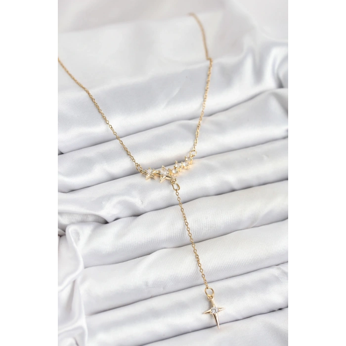 316L Çelik Zincir Gold Renk Yıldız Model Y Kadın Kolye