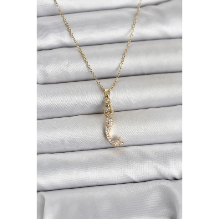 316L Çelik Zincir Gold Renk Zirkon Taşlı Deniz Kızı Model Kadın Kolye