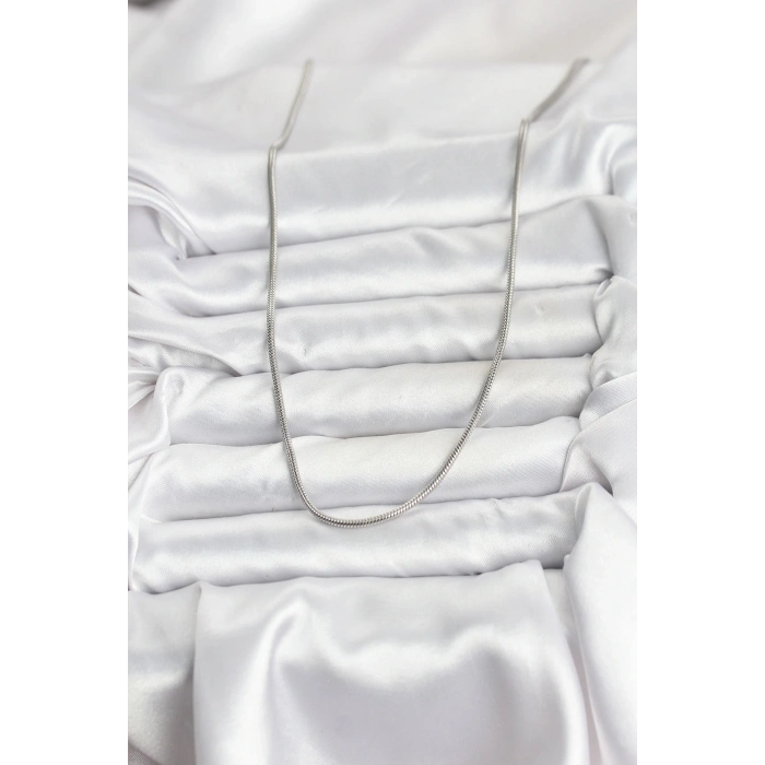 316L Çelik Zincir Gümüş Renk 60 cm Yılan Zincir Kadın Kolye