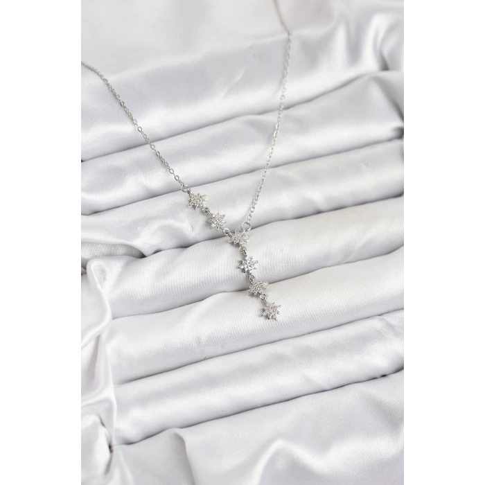 316L Çelik Zincir Gümüş Renk Kutup Yıldızı Model Kadın Kolye
