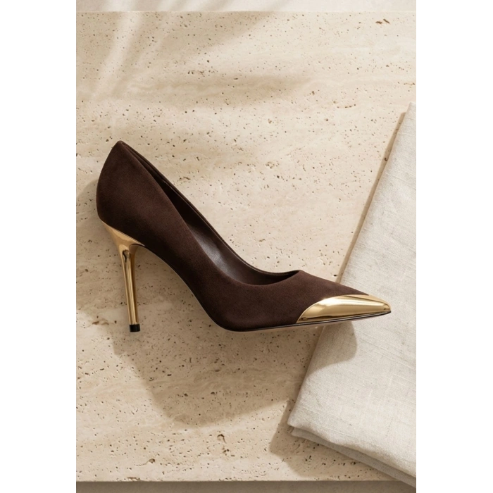 Alis Kahverengi Saten Stiletto Ayakkabı
