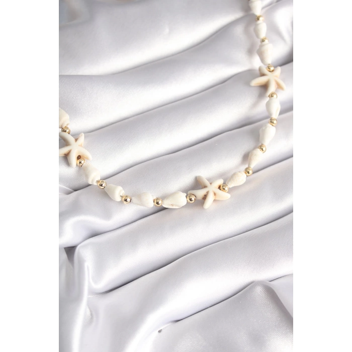 Beyaz Deniz Kabuğu Model Beyaz Deniz Yıldız Figür Kadın Kolye