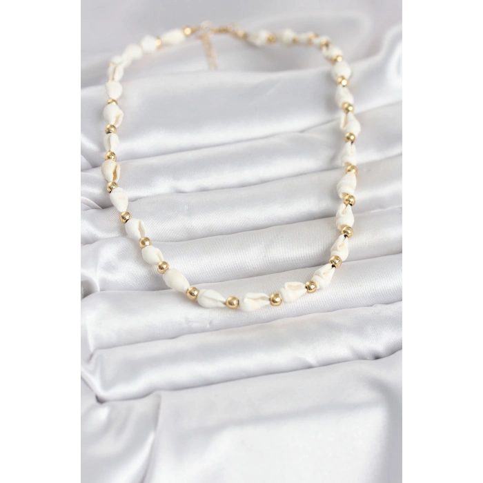 Beyaz Doğal Deniz Kabuğu Dizi Kadın Kolye