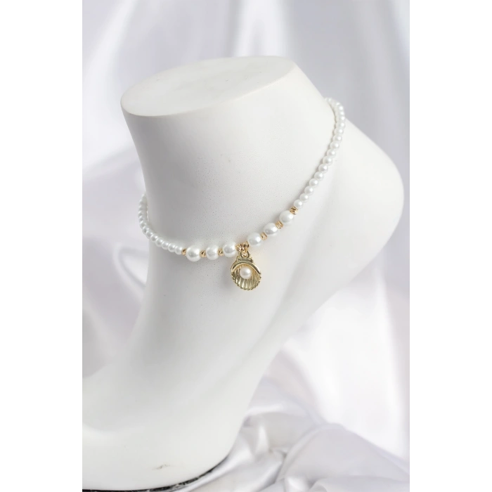 Beyaz İnci İstiridyeli Model Halhal