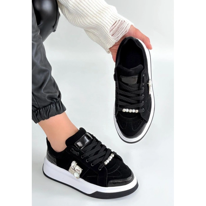 Ceans Siyah Süet Bağcıklı Spor Ayakkabı