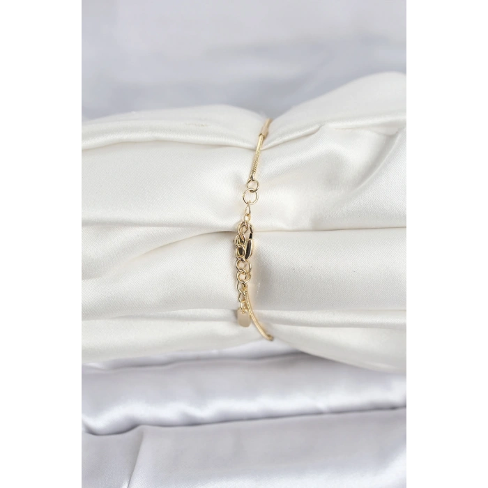 CM 14K Gold Renk Barlı Yılan Zincir Model Kadın Bileklik