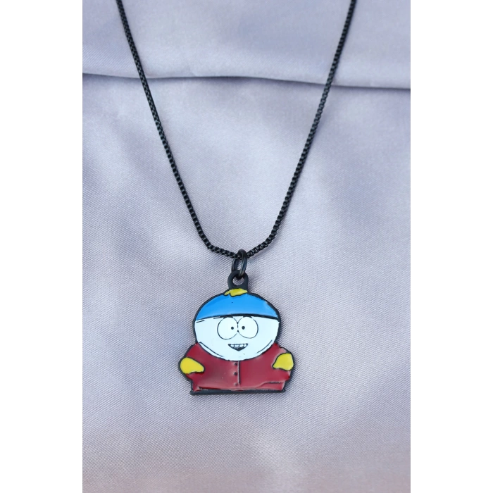 Eric Cartman Tasarımlı Siyah Zincirli Erkek Kolye