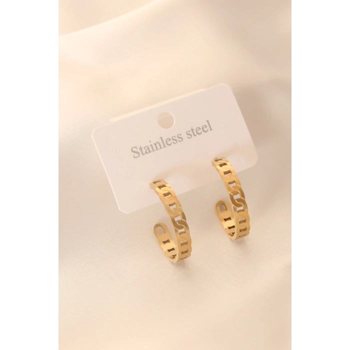 Gold Renk Halka Çelik Kadın Küpe