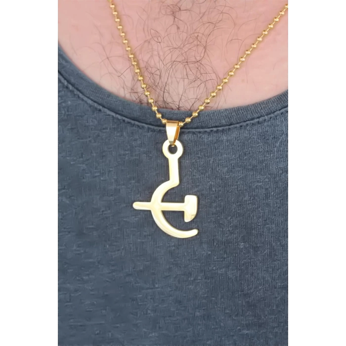 Gold Renk Metal Orak ve Balta Figürlü Erkek Kolye