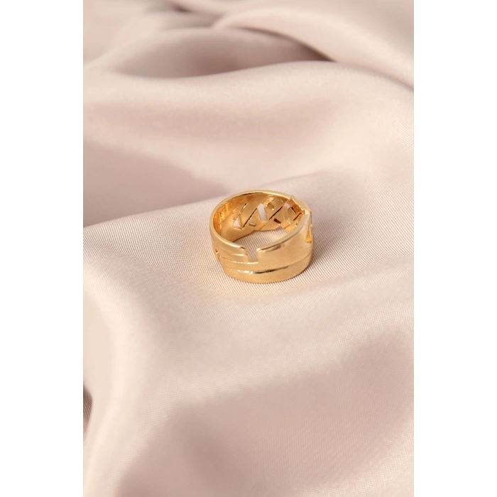 Gold Renk Metal Taşlı Model Ayarlanabilir Kadın Yüzük