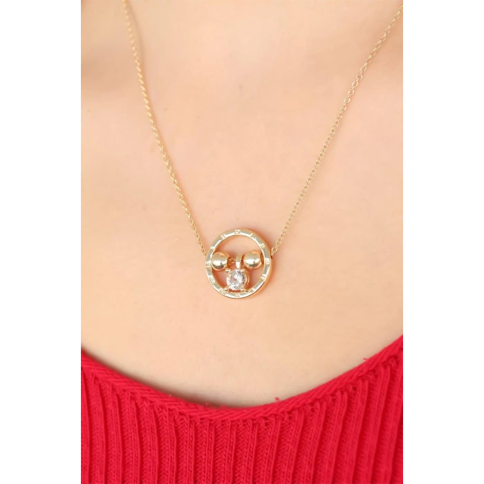 Gold Renk Taşlı Bayan Kolye