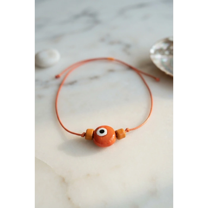 Handmade Bohem Turuncu Nazar Kolye